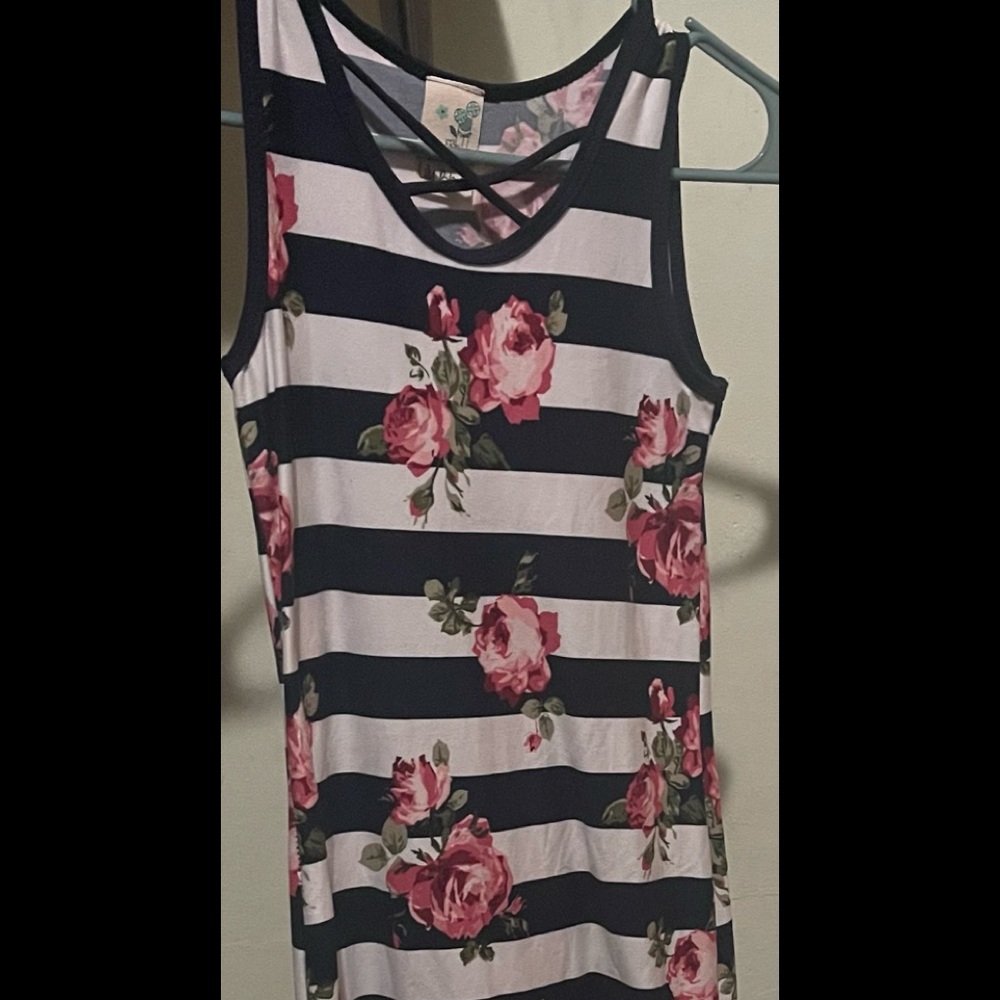 Maxi dress m-12/18 floral strip print dress